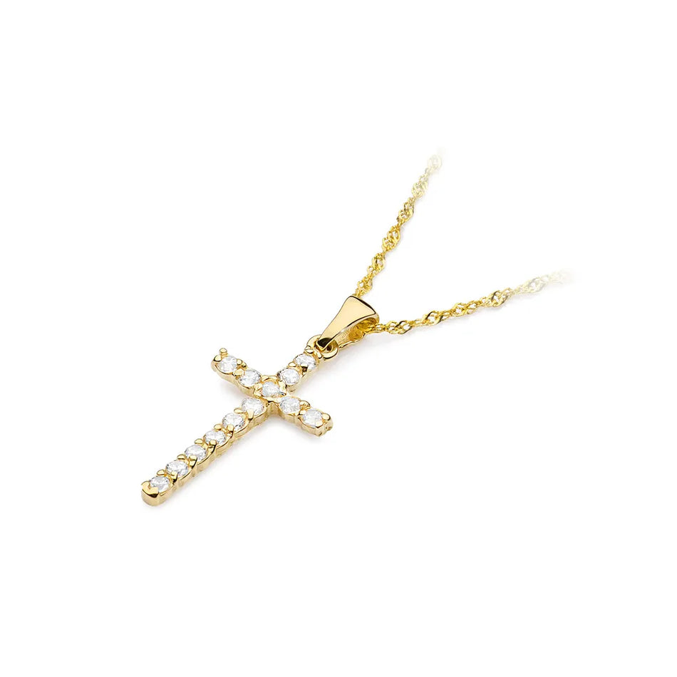 Gold Cross Pendant with Diamonds