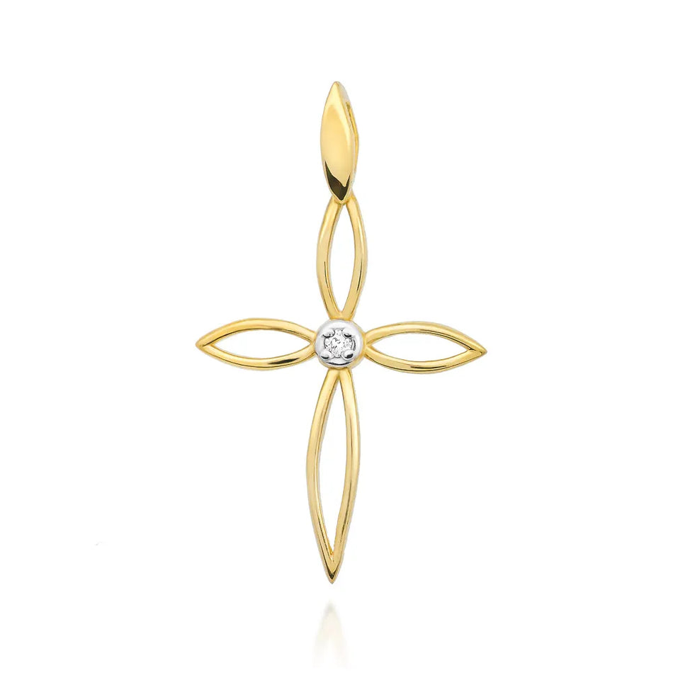 Gold Cross Pendant with Diamond