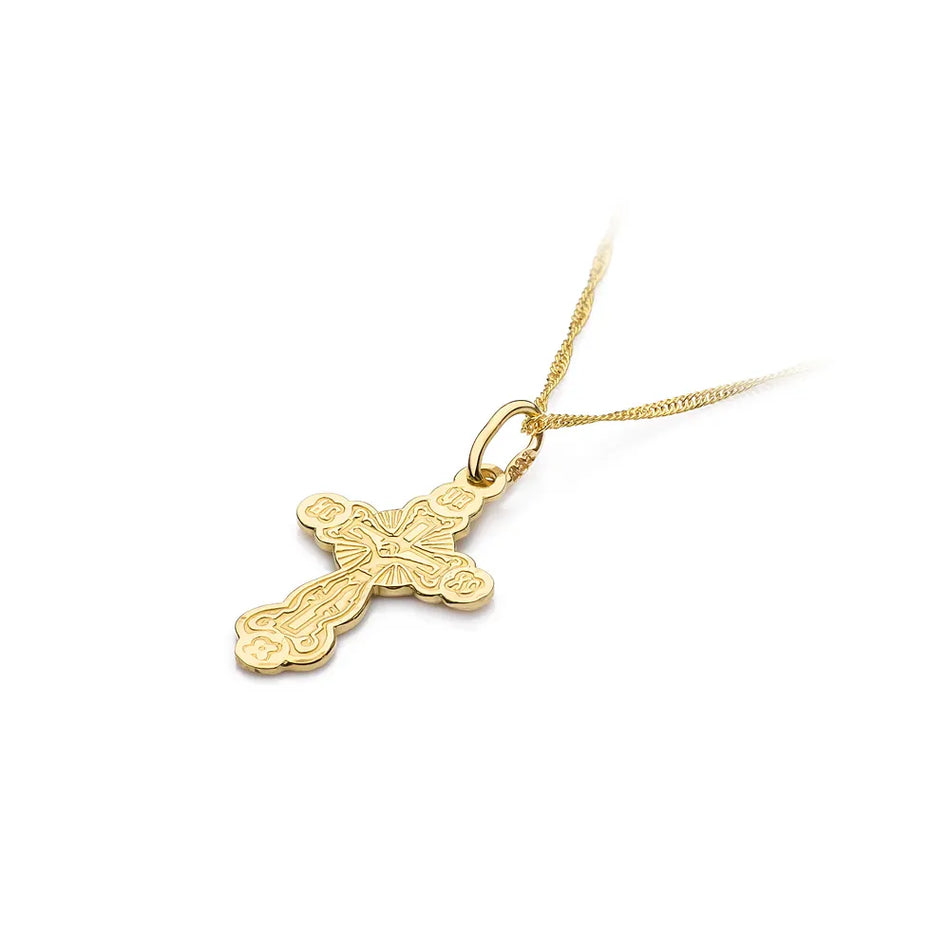 Gold Orthodox Cross Pendant