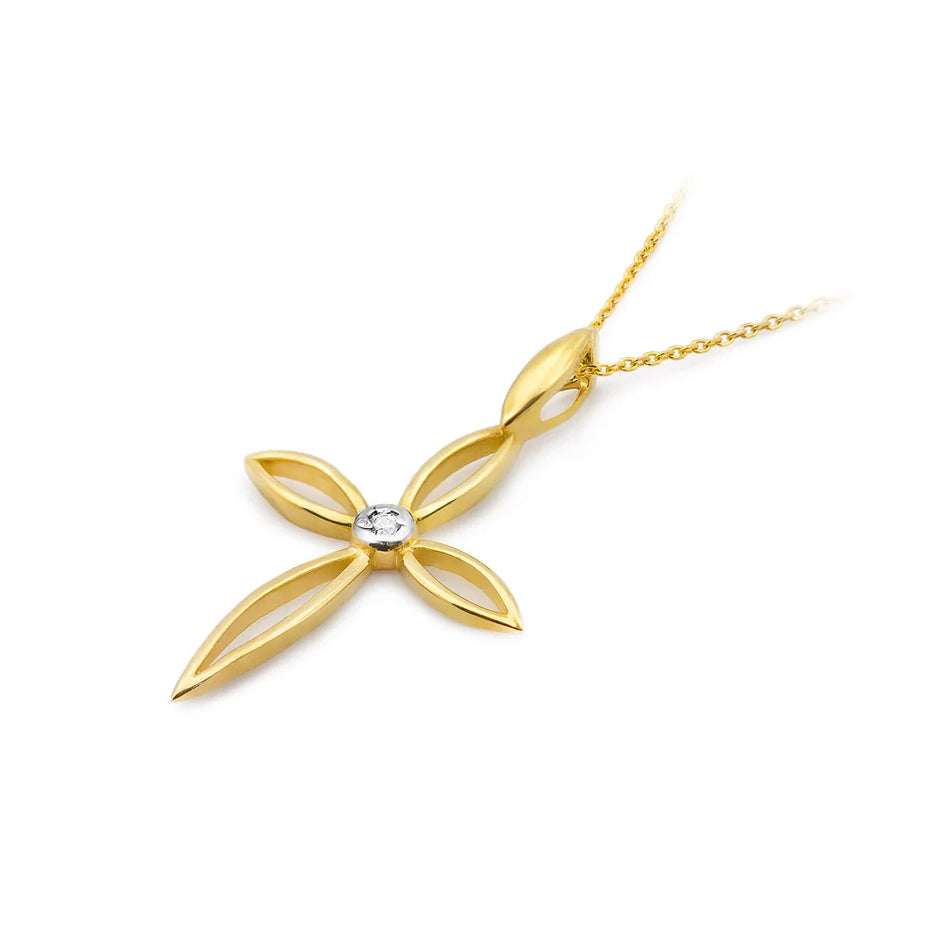 Gold Cross Pendant with Diamond