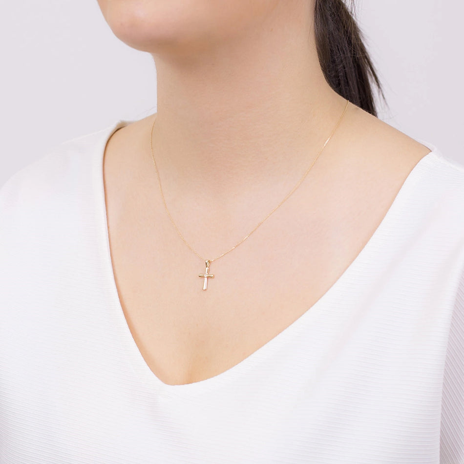 Gold Cross Pendant with Zirconia