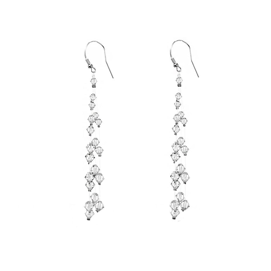 Classic Wedding Silver Swarovski Crystals Earrings