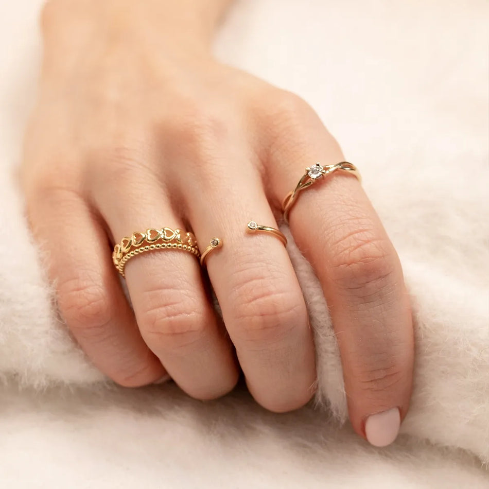 Gold-plated Silver Ring with Zirconia
