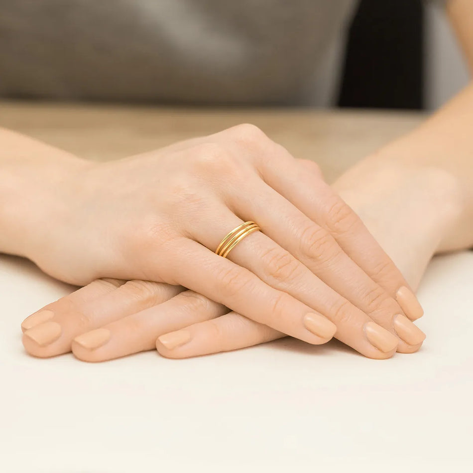 Pozlacený stříbrný trojitý prsten