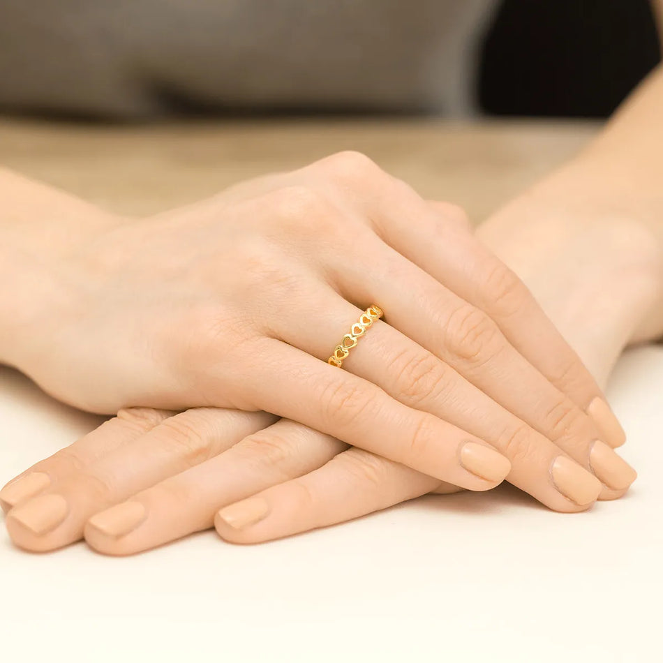 Gold-plated Silver Ring Hearts
