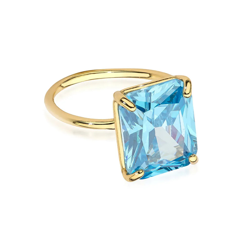 Gold-plated Silver Ring with Zirconia