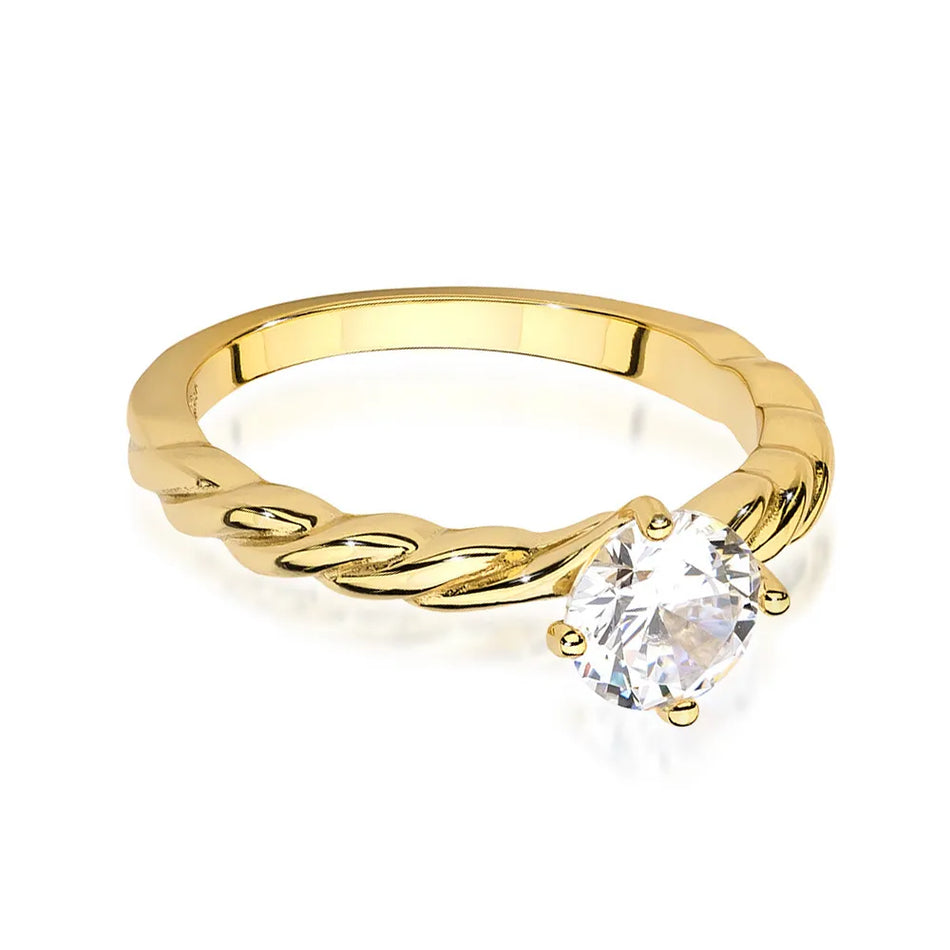 Gold-plated Silver Ring with Zirconia