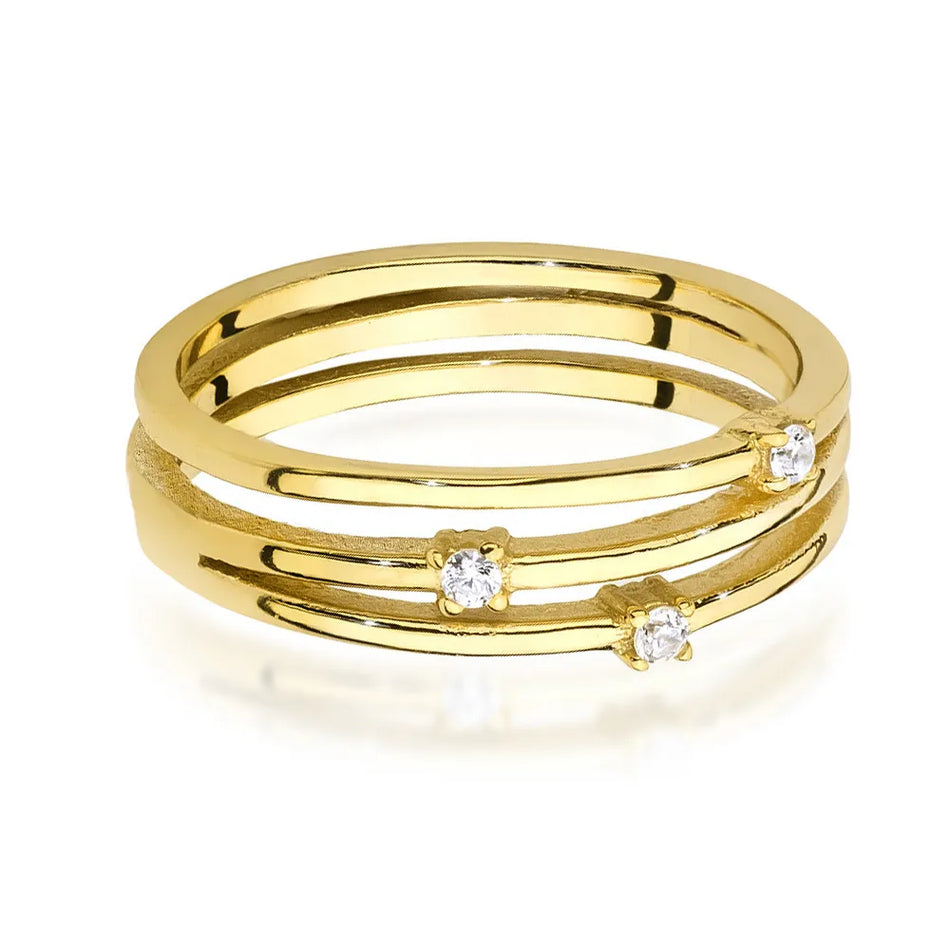 Gold-plated Silver Ring with Zirconia
