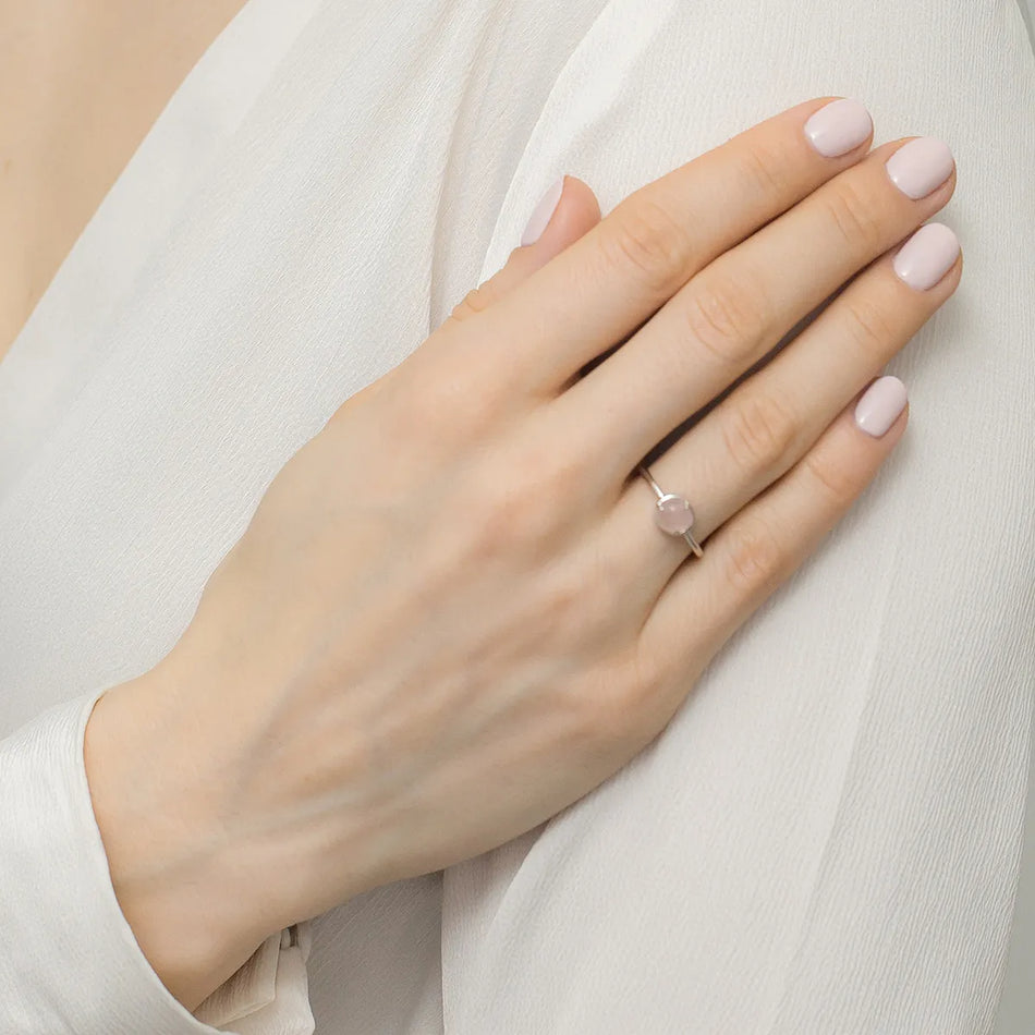 Silver Ring with Pink Quartz