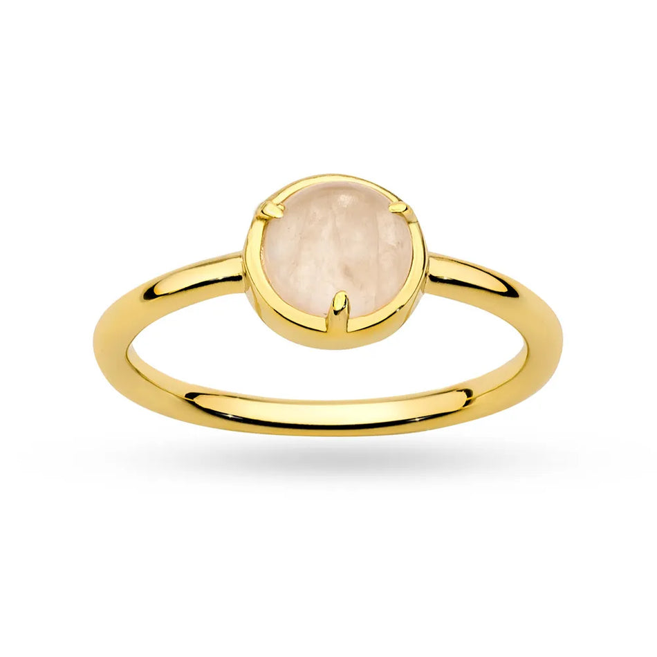 Gold-plated Silver Ring with Pink Quartz