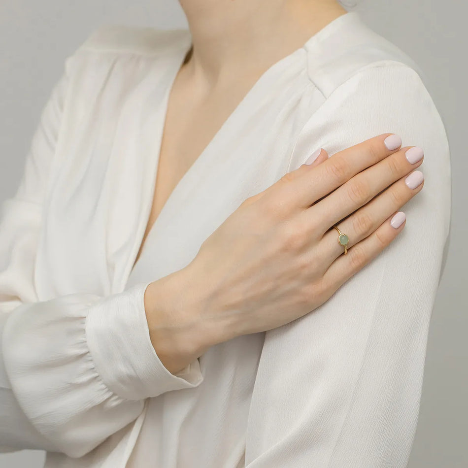 Gold-plated Silver Ring with Turquoise Aventurine