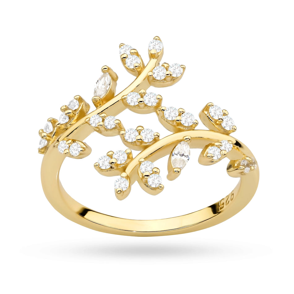 Gold-plated Silver Ring with Zirconia