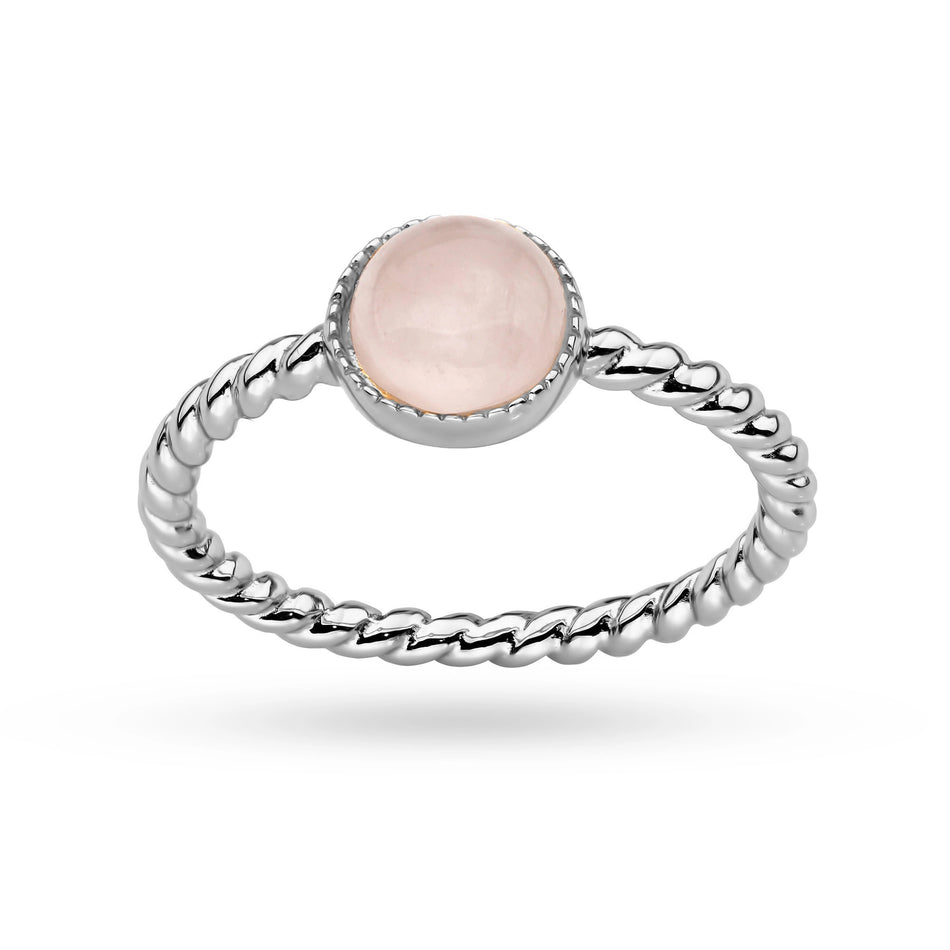 Silver Ring with Pink Quartz