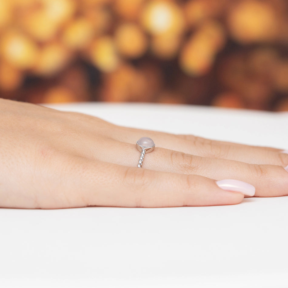 Silver Ring with Pink Quartz