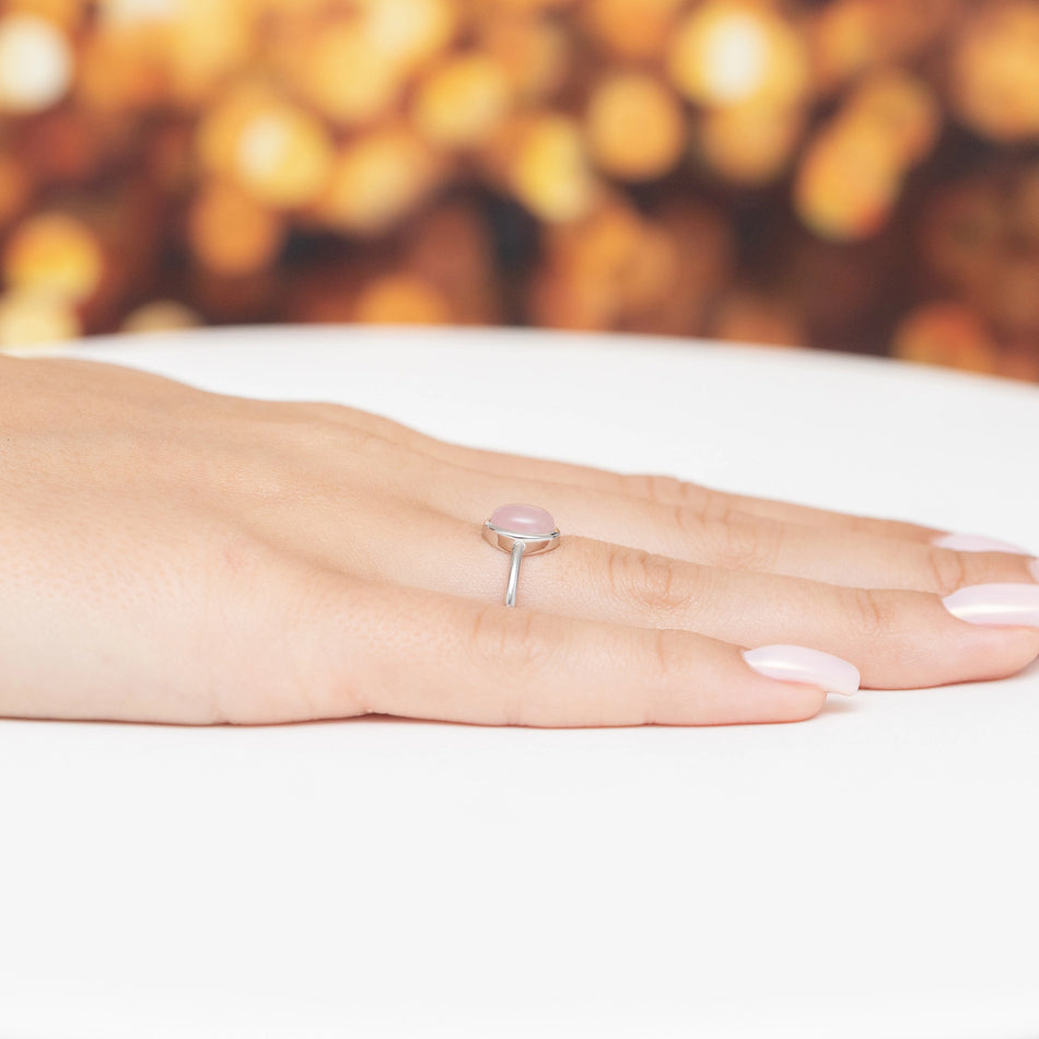 Silver Ring with Pink Quartz