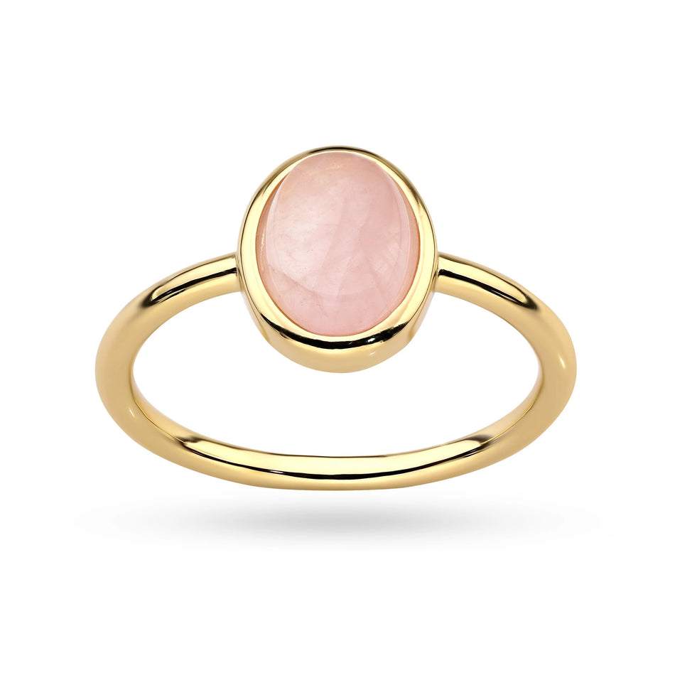 Gold-plated Silver Ring with Pink Quartz