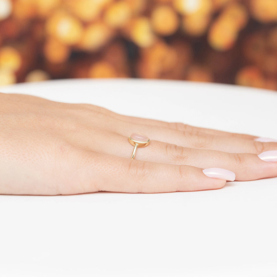 Gold-plated Silver Ring with Pink Quartz