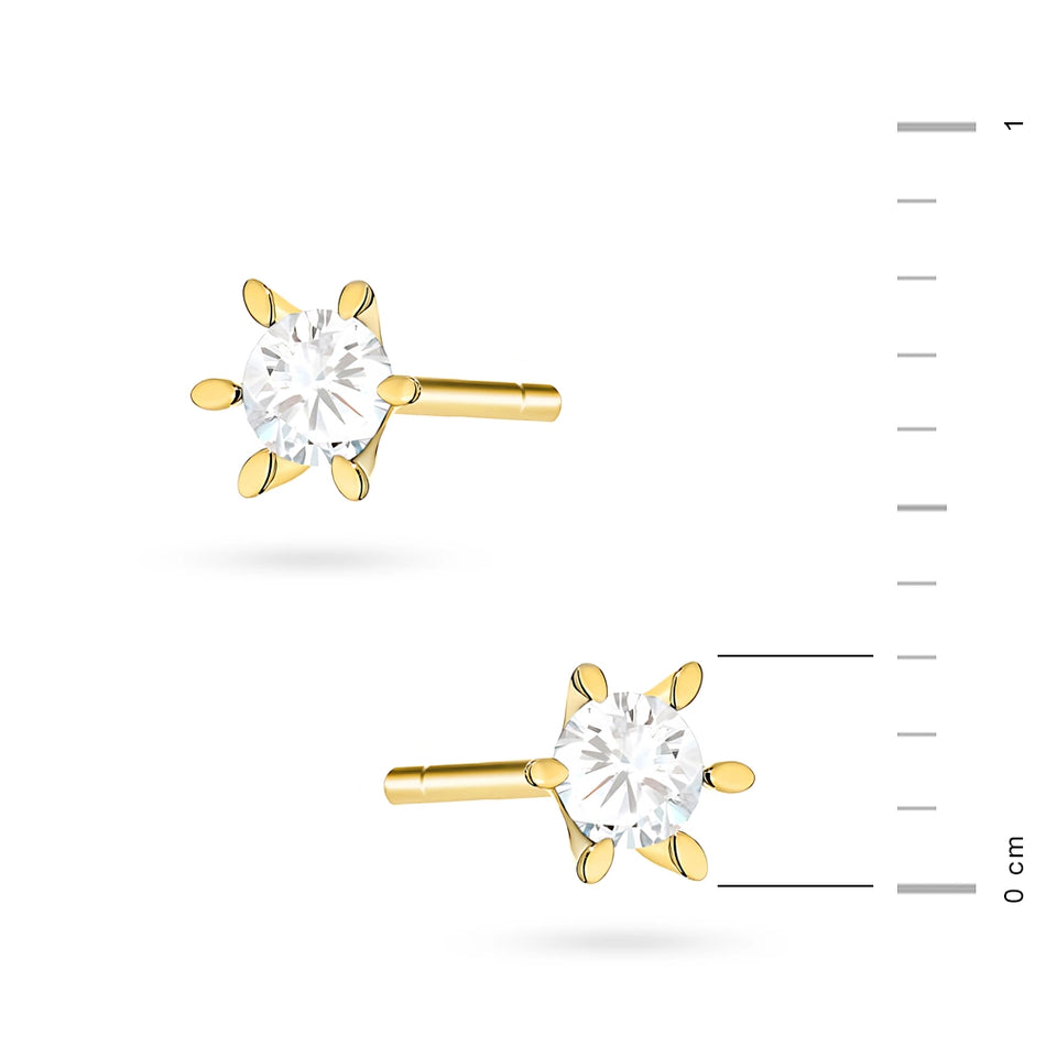 Gold Stud Earrings with Zirconia
