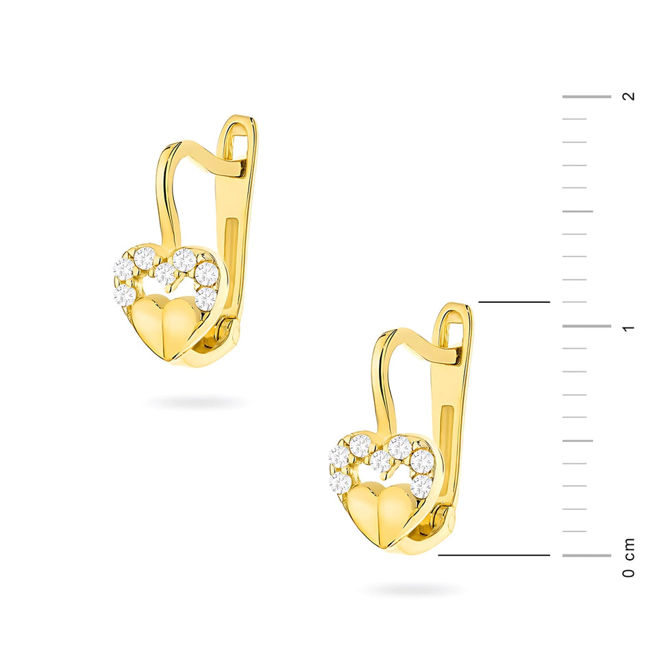 Gold Earrings with Zirconia Hearts