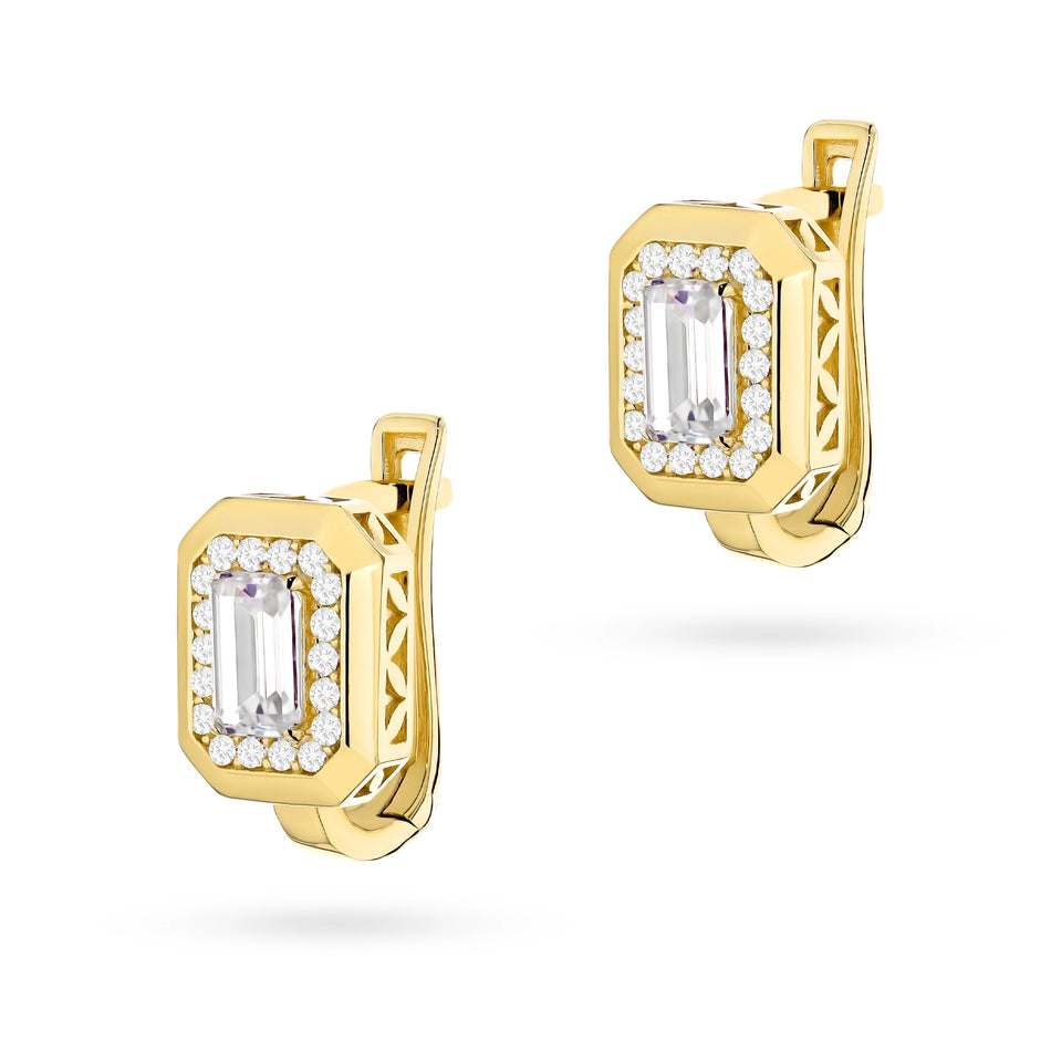 Gold Earrings with Zirconia