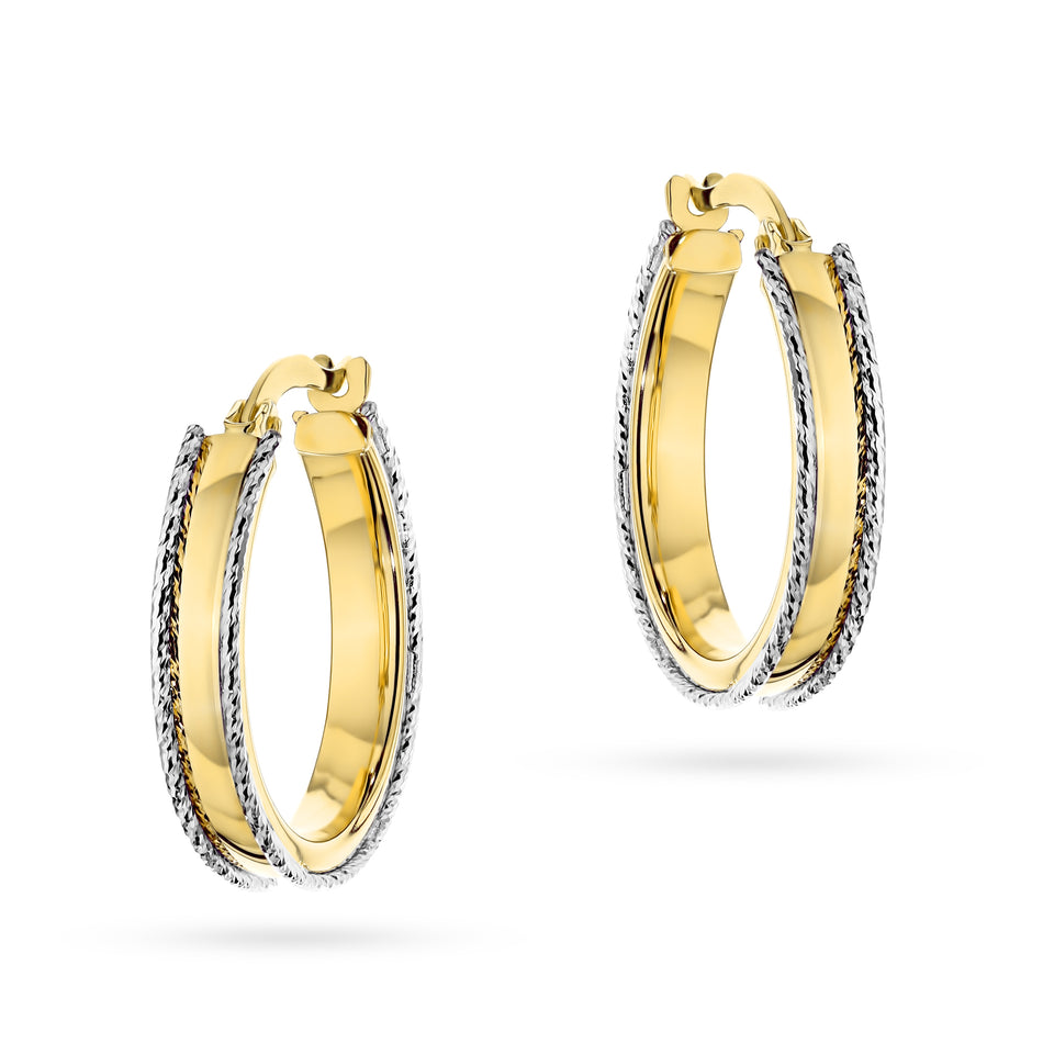 Two-color Gold Earrings with English Clasp Circles