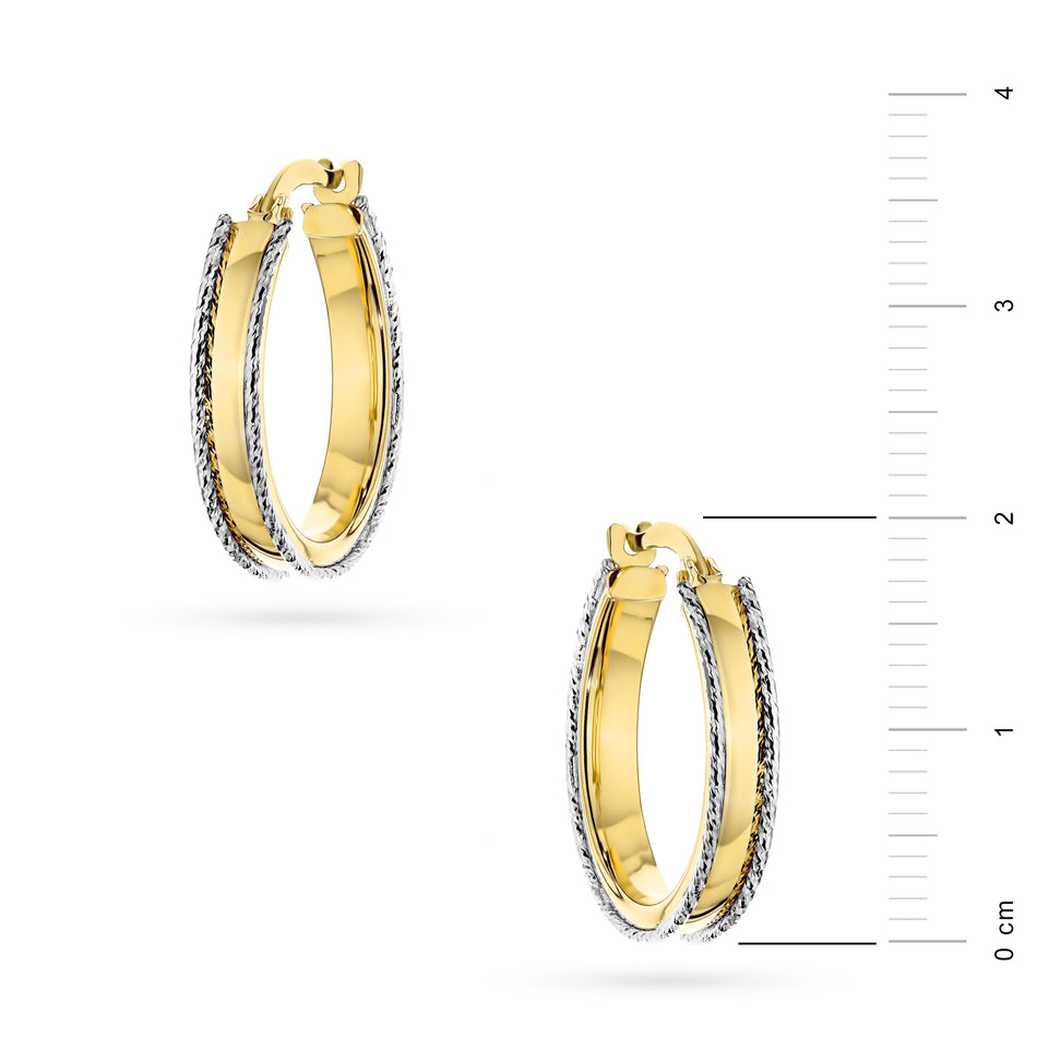 Two-color Gold Earrings with English Clasp Circles