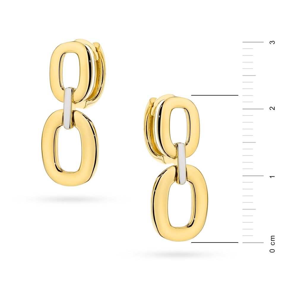 Two-color Gold Creole Earrings Oval Hoop
