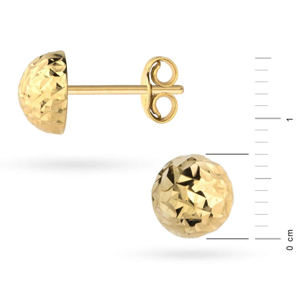 Gold Stud Earrings Half-Beads