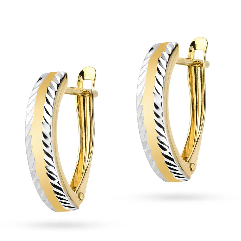 Two-color Gold Earrings with English Clasp