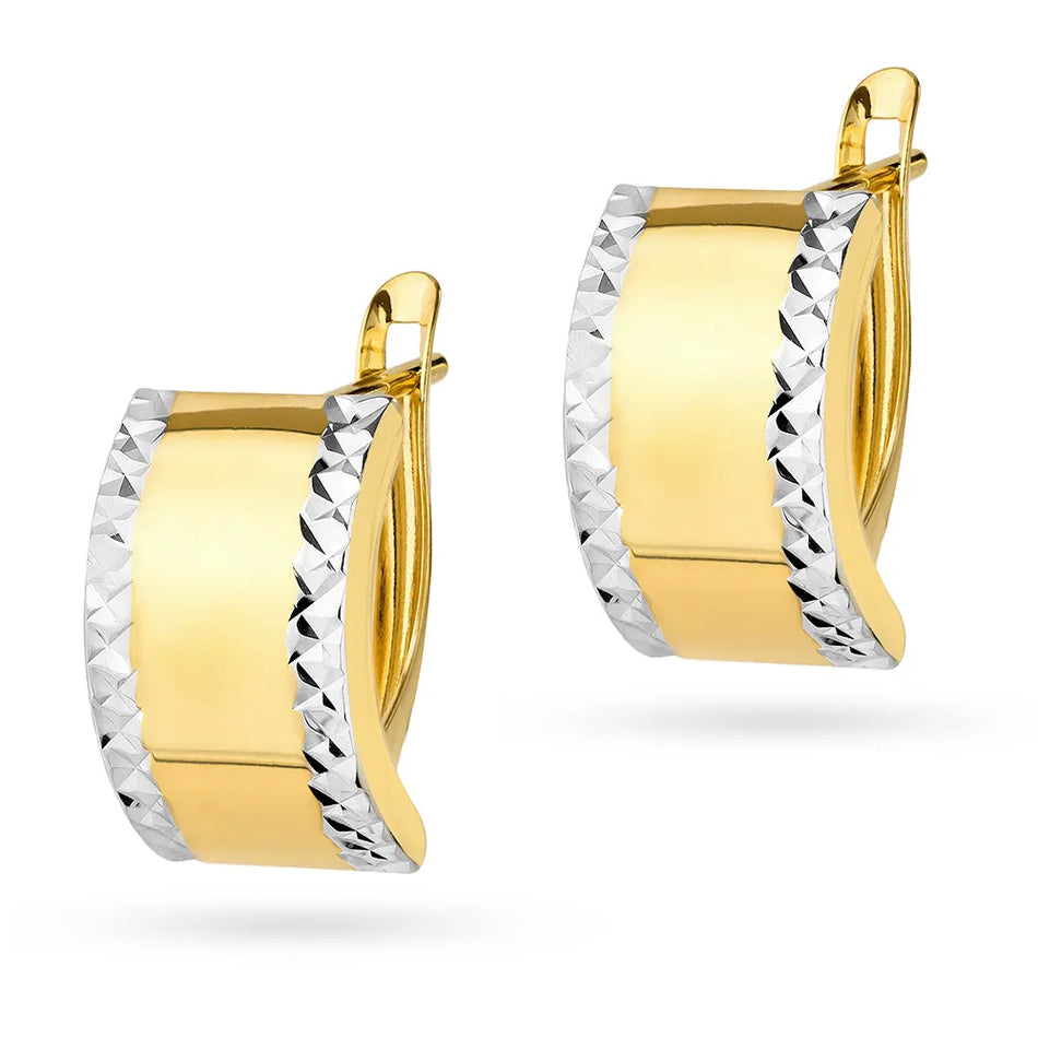 Two-color Gold Earrings with English Clasp