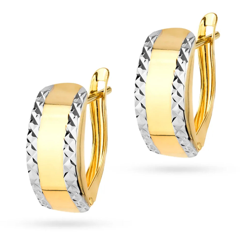 Two-color Gold Earrings with English Clasp Classic
