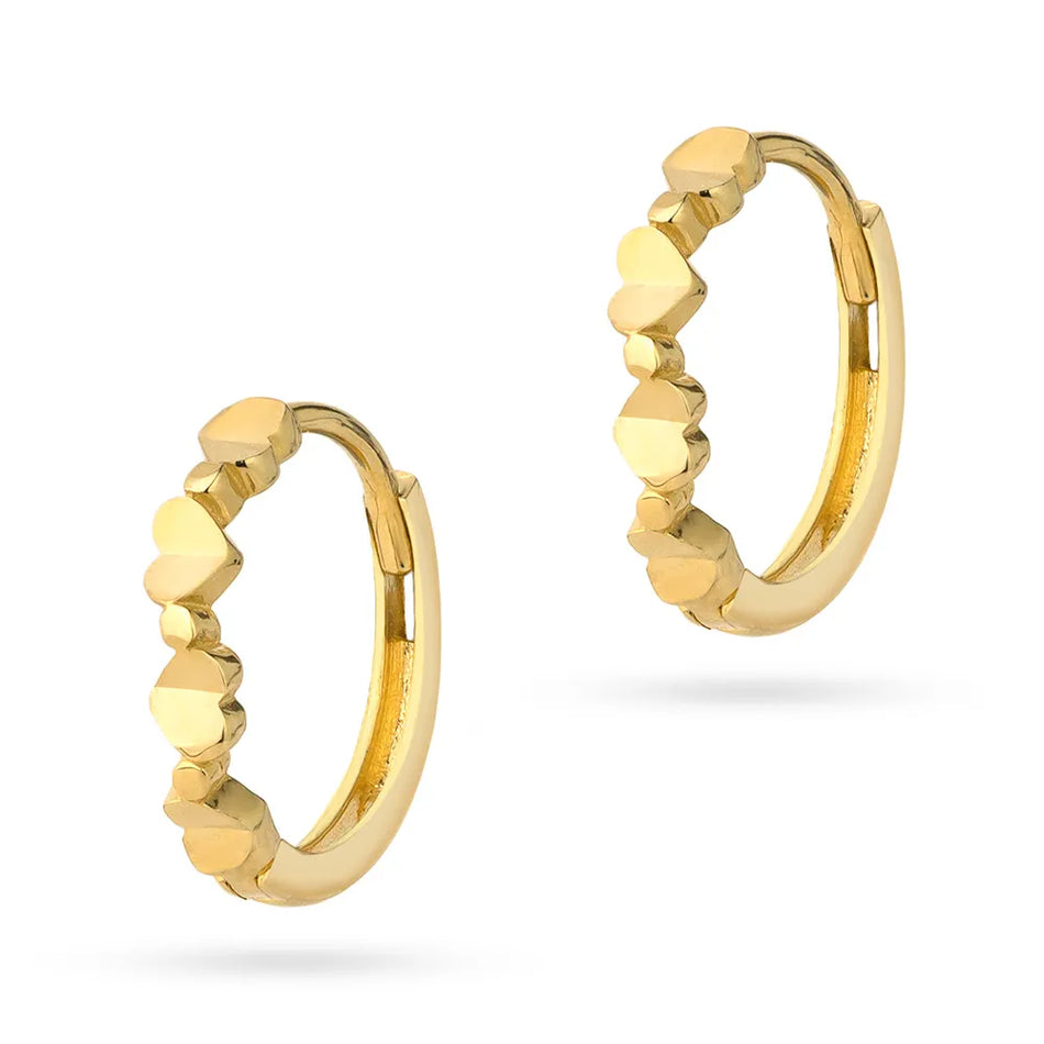 Gold Creole Earrings Heart Circles