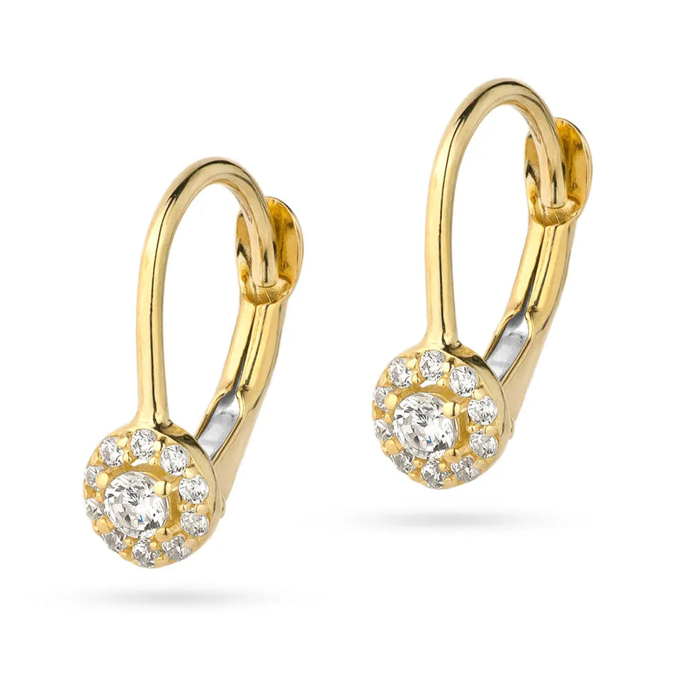 Zlaté náušnice se zirkony ve tvaru květin