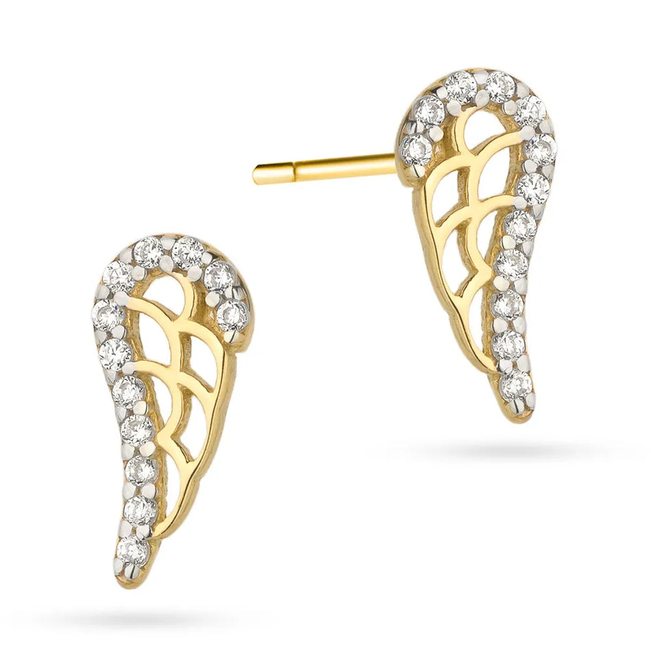 Gold Stud Earrings with Zirconia Boho