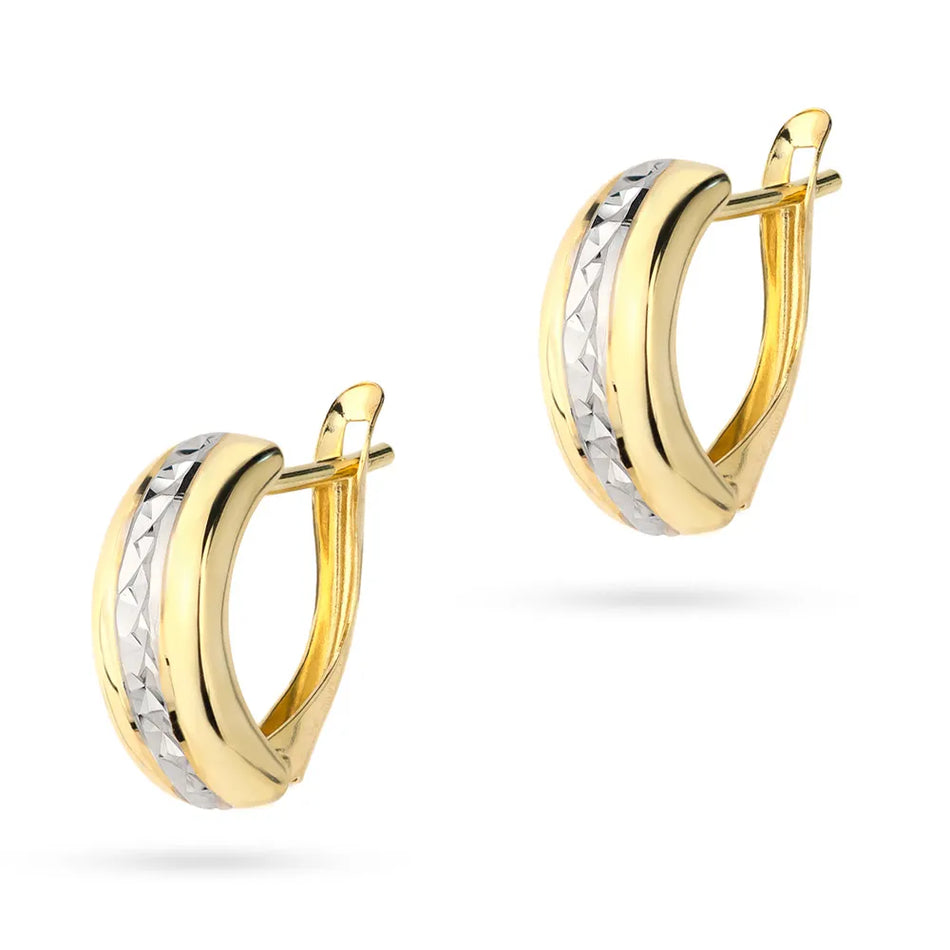 Two-color Gold Earrings with English Clasp