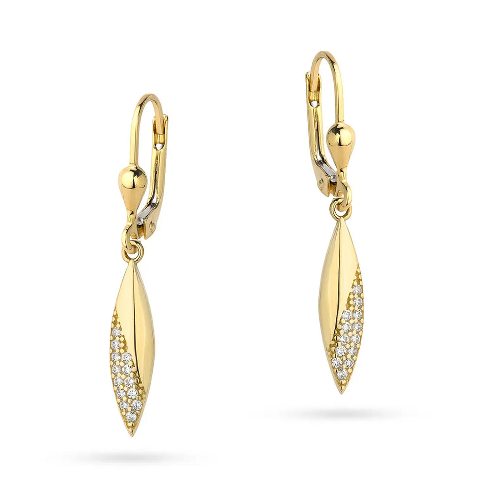 Gold Earrings with Zirconia Teardrops