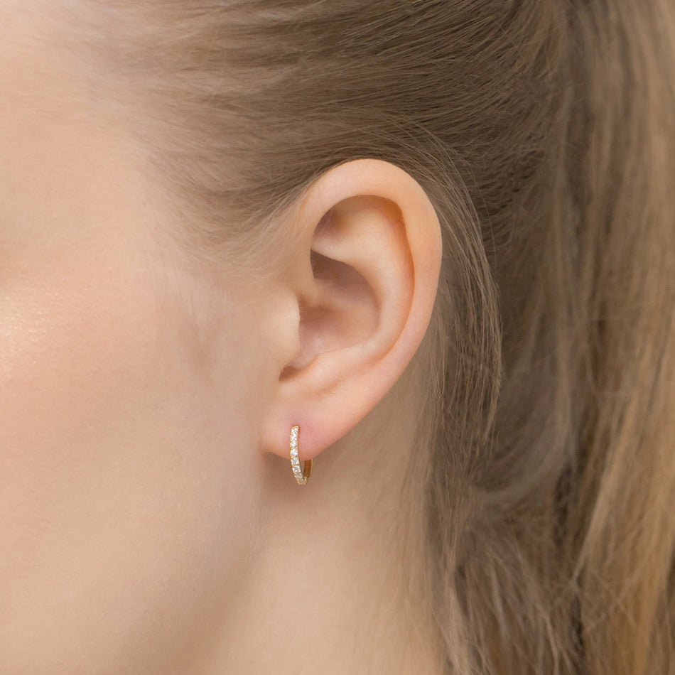 Zlaté kruhové zasouvací náušnice se zirkony