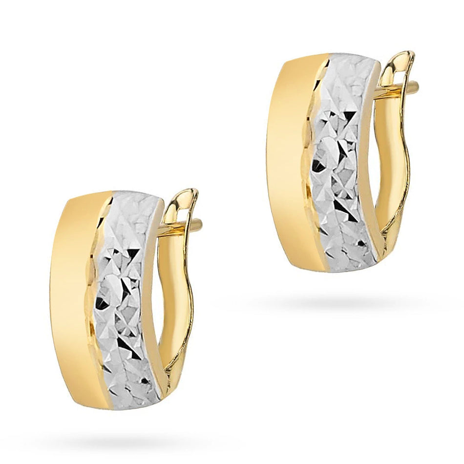 Two-color Gold Earrings with English Clasp