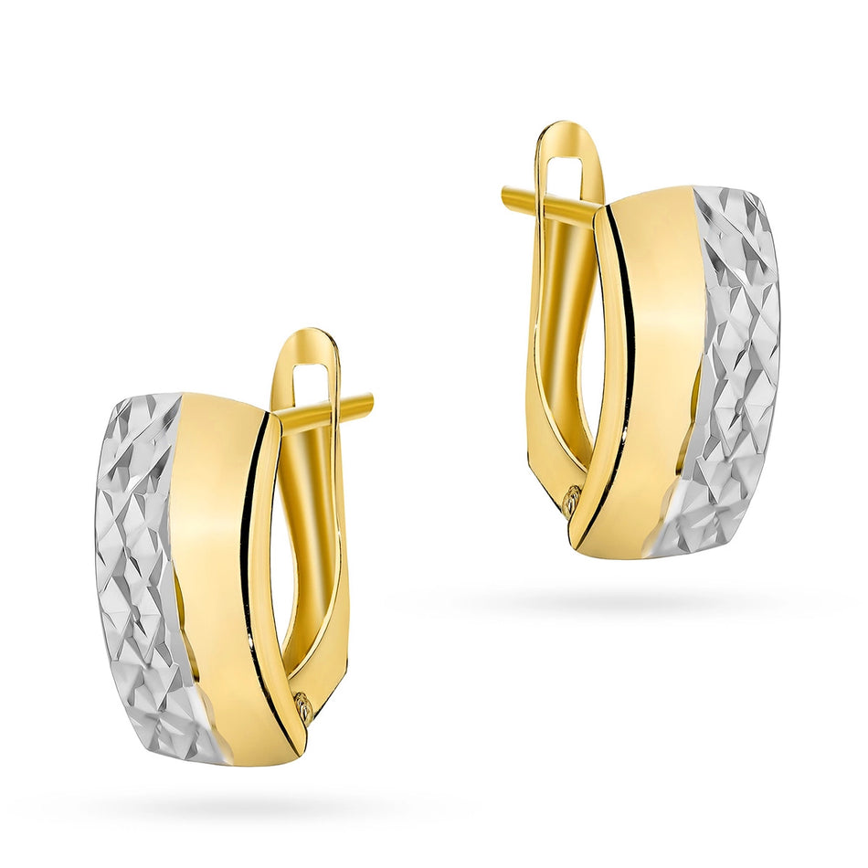 Two-color Gold Earrings with English Clasp