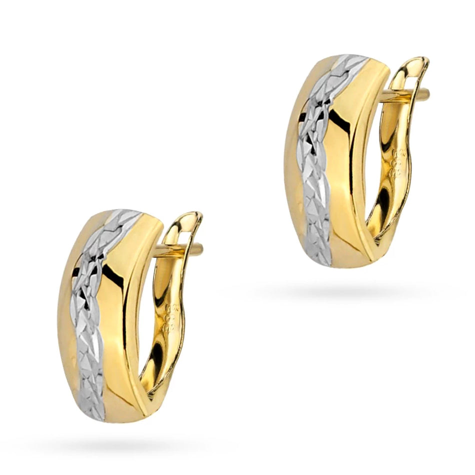 Two-color Gold Earrings with English Clasp