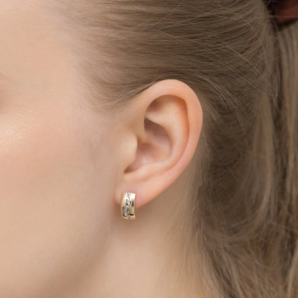 Two-color Gold Earrings with English Clasp