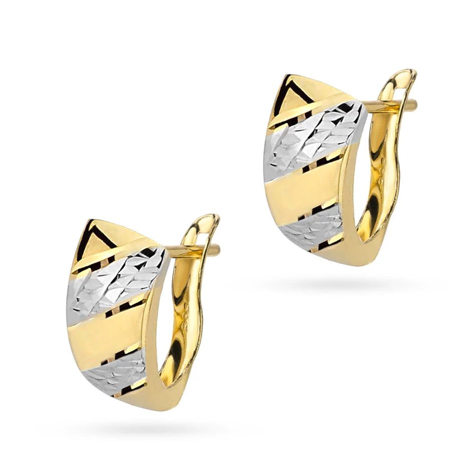 Two-color Gold Earrings with English Clasp