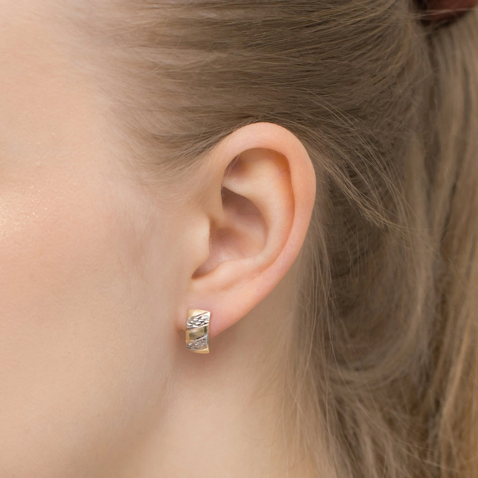 Two-color Gold Earrings with English Clasp