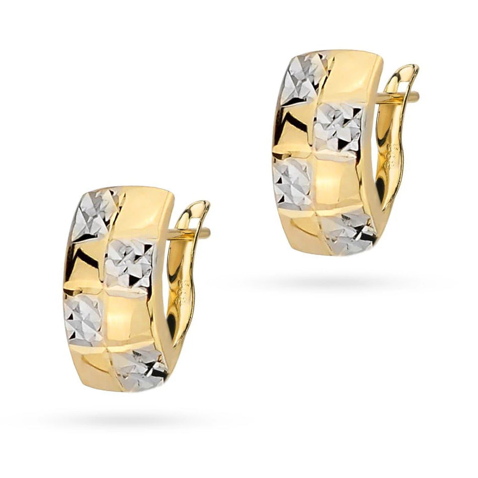 Two-color Gold Earrings with English Clasp