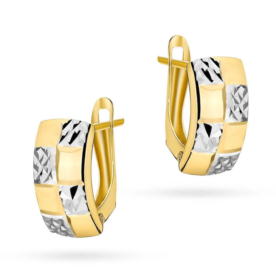 Two-color Gold Earrings with English Clasp