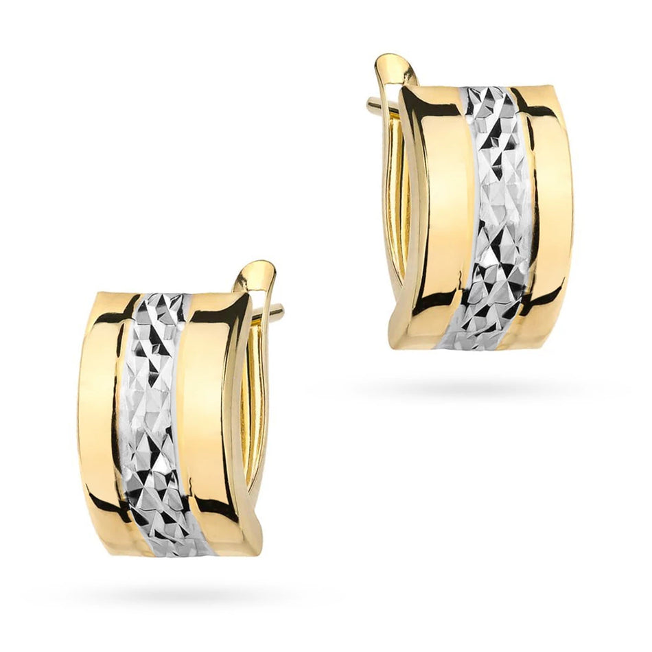 Two-color Gold Earrings with English Clasp