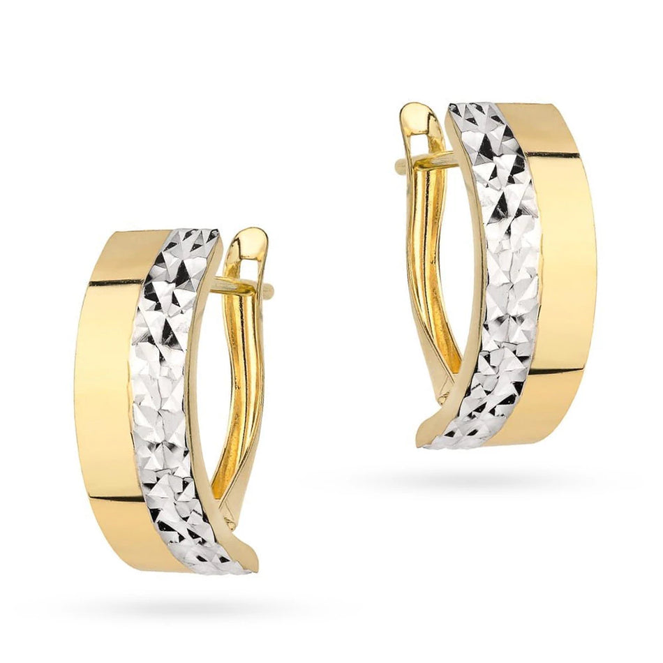 Two-color Gold Earrings with English Clasp