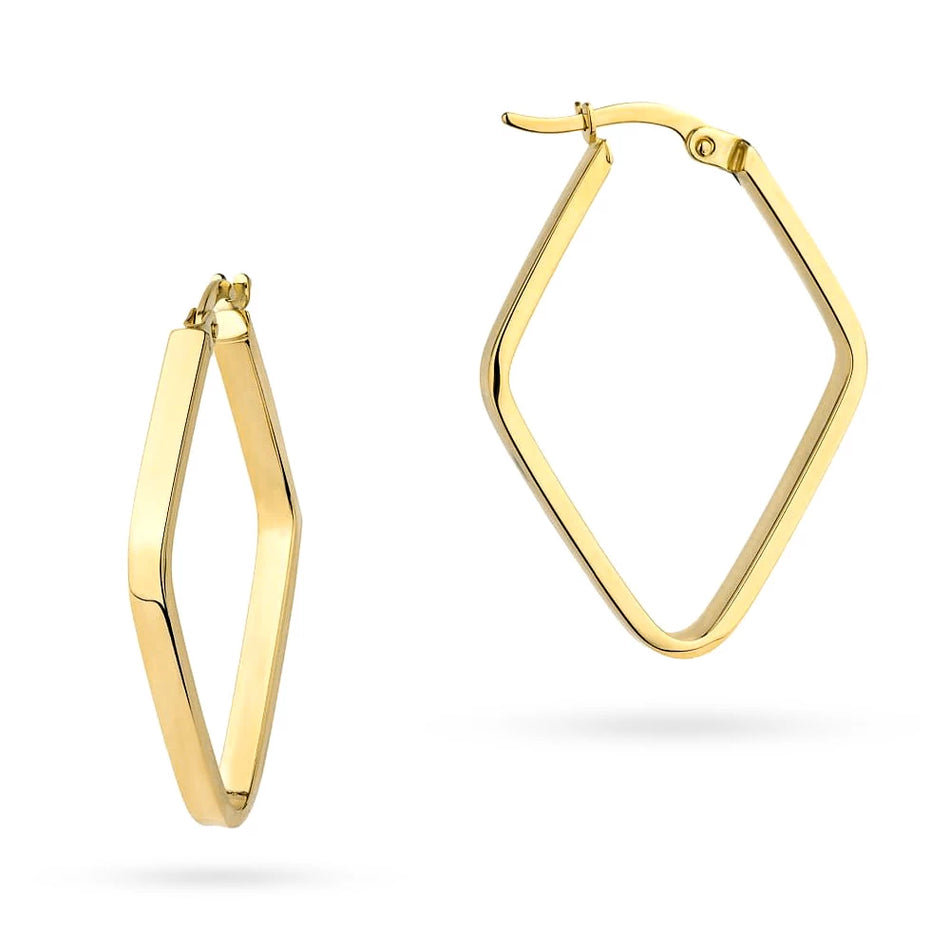 Zlaté náušnice s Anglickým zapínáním geometrické diamanty