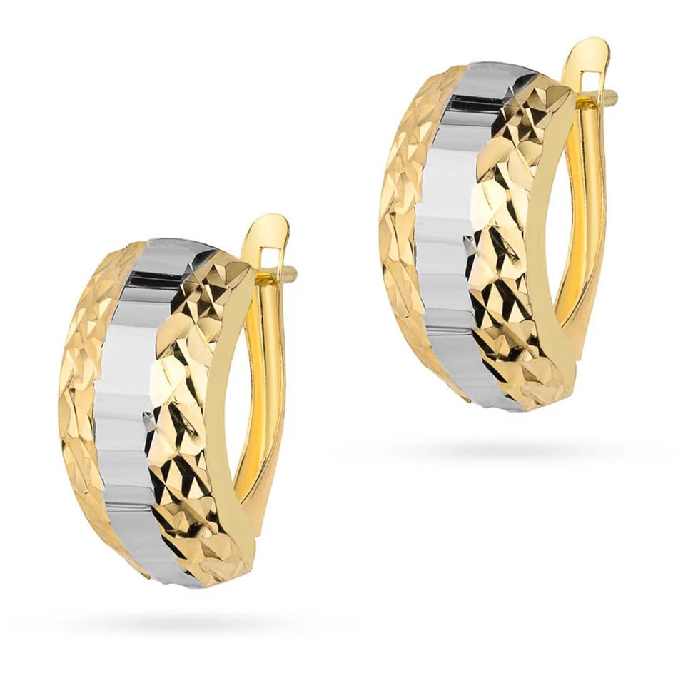 Two-color Gold Earrings with English Clasp