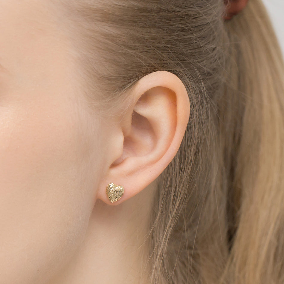 Gold Stud Earrings Hearts